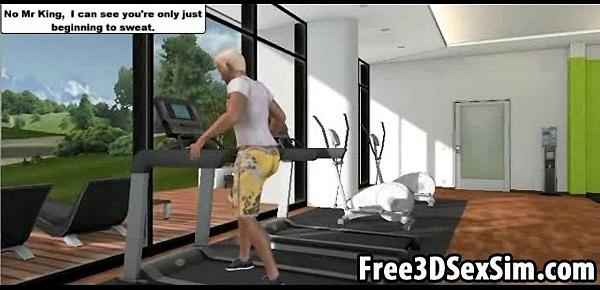  Sexy 3D cartoon honey motivates her man to work out